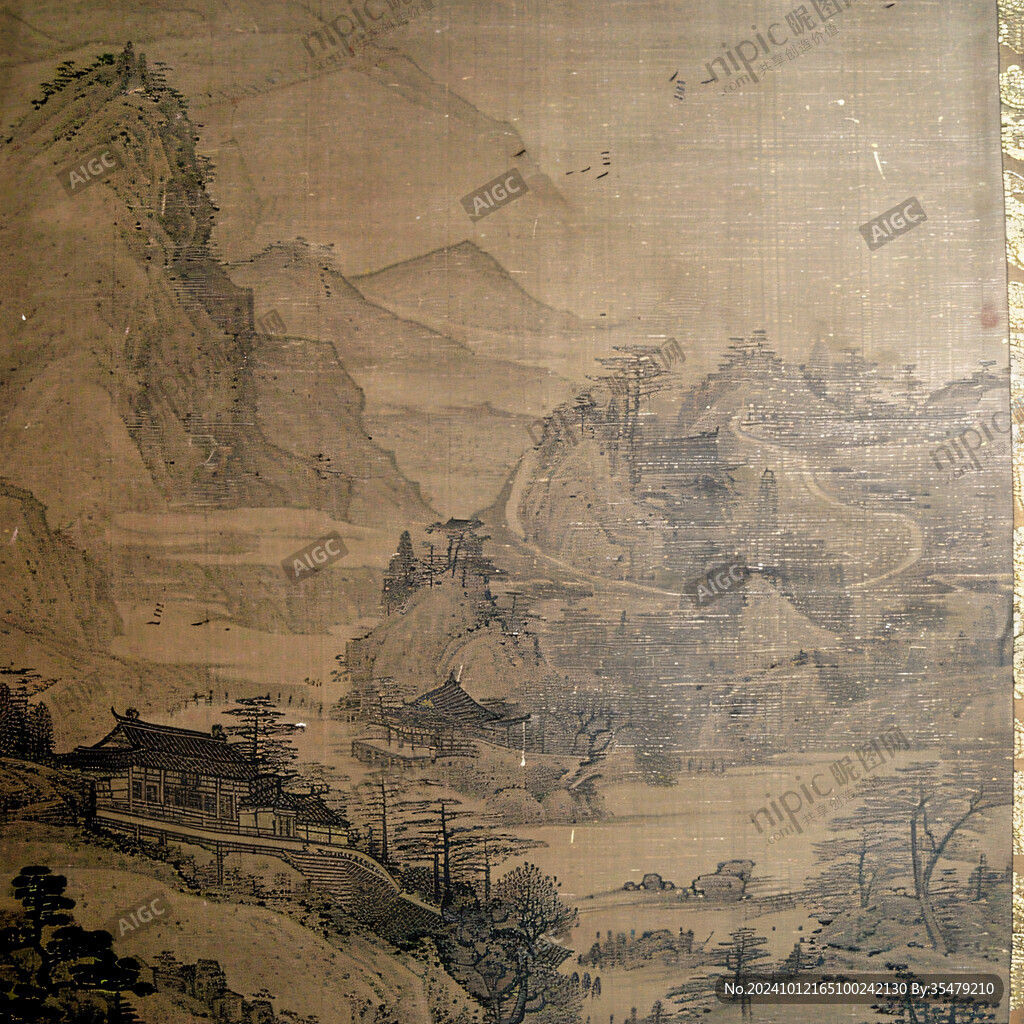 古典复古大幅宽幅山水