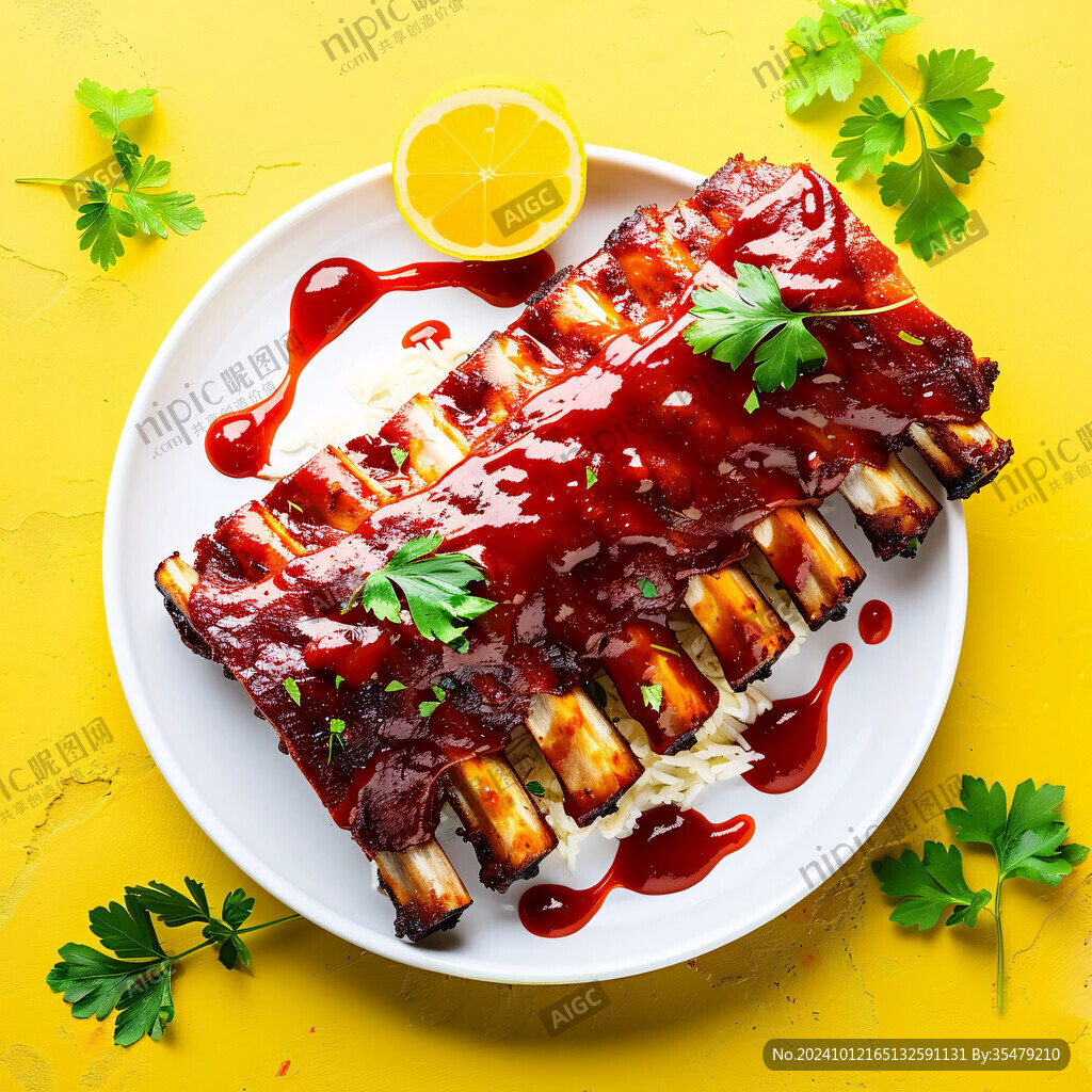 手绘糖醋排骨装饰画