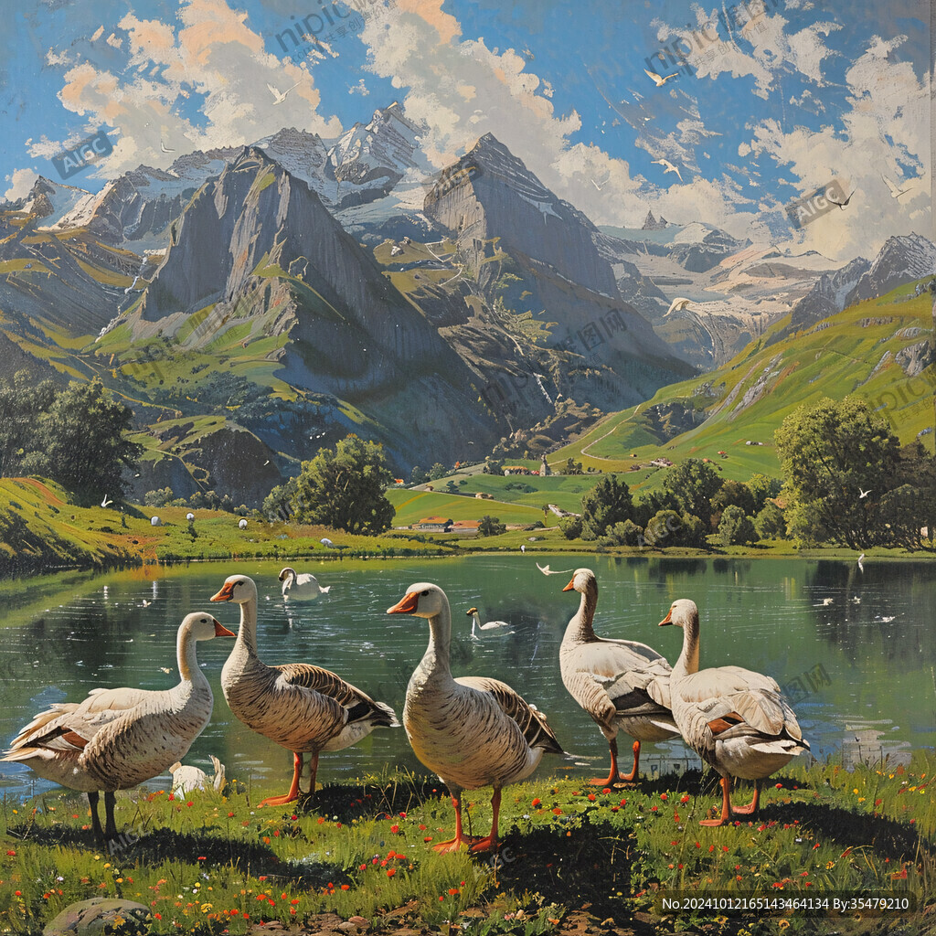 油画山水花鸟动物画