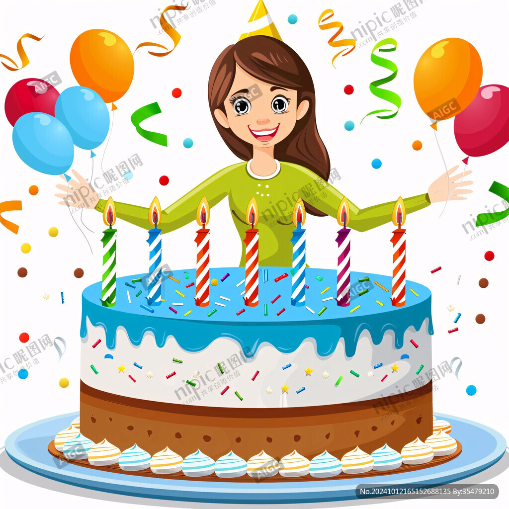 女孩生日手绘