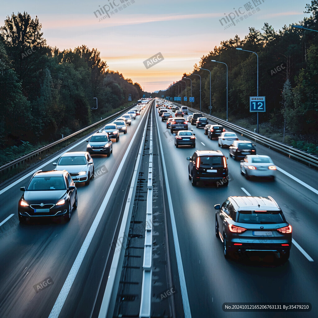 黄昏道路汽车