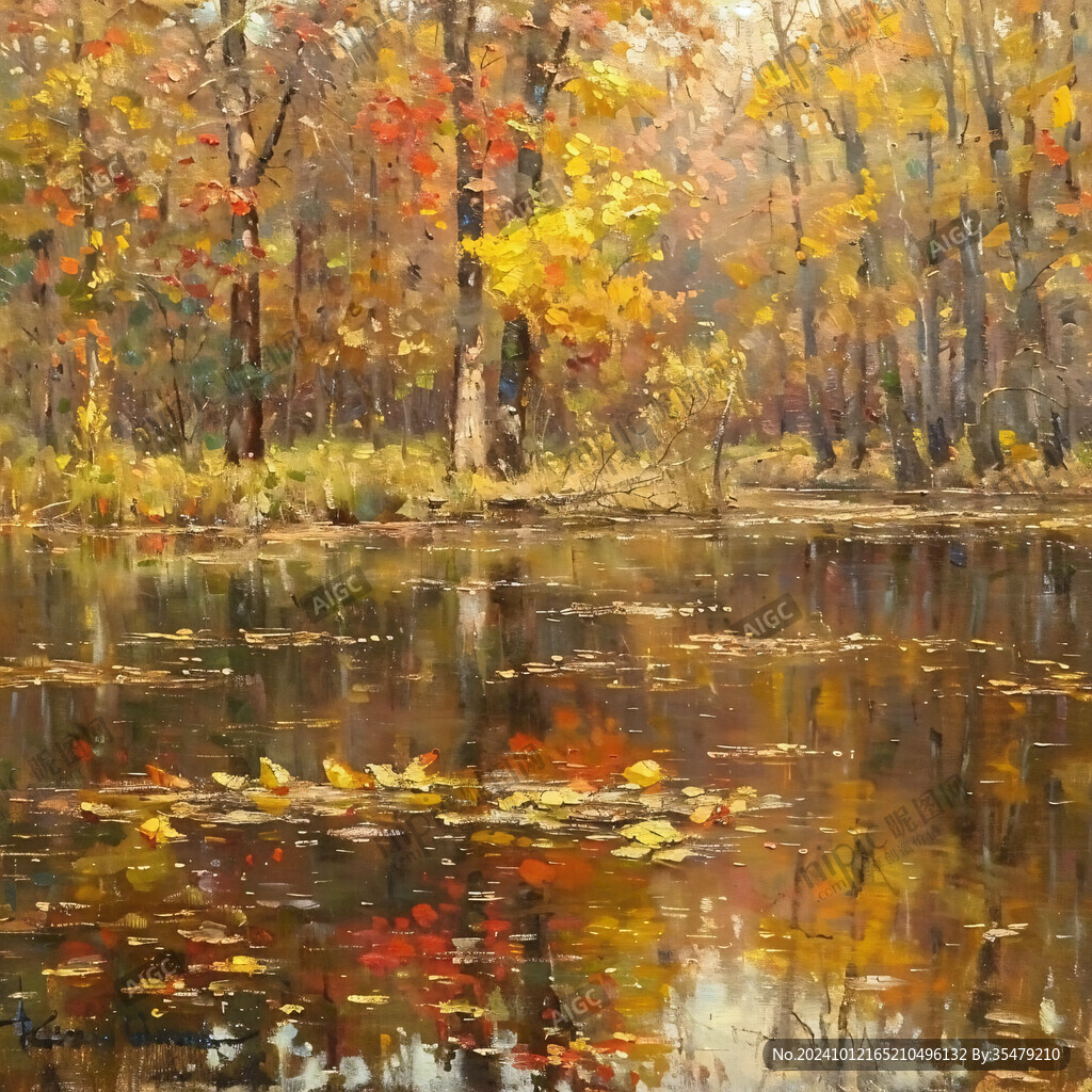 秋天美景秋天森林画