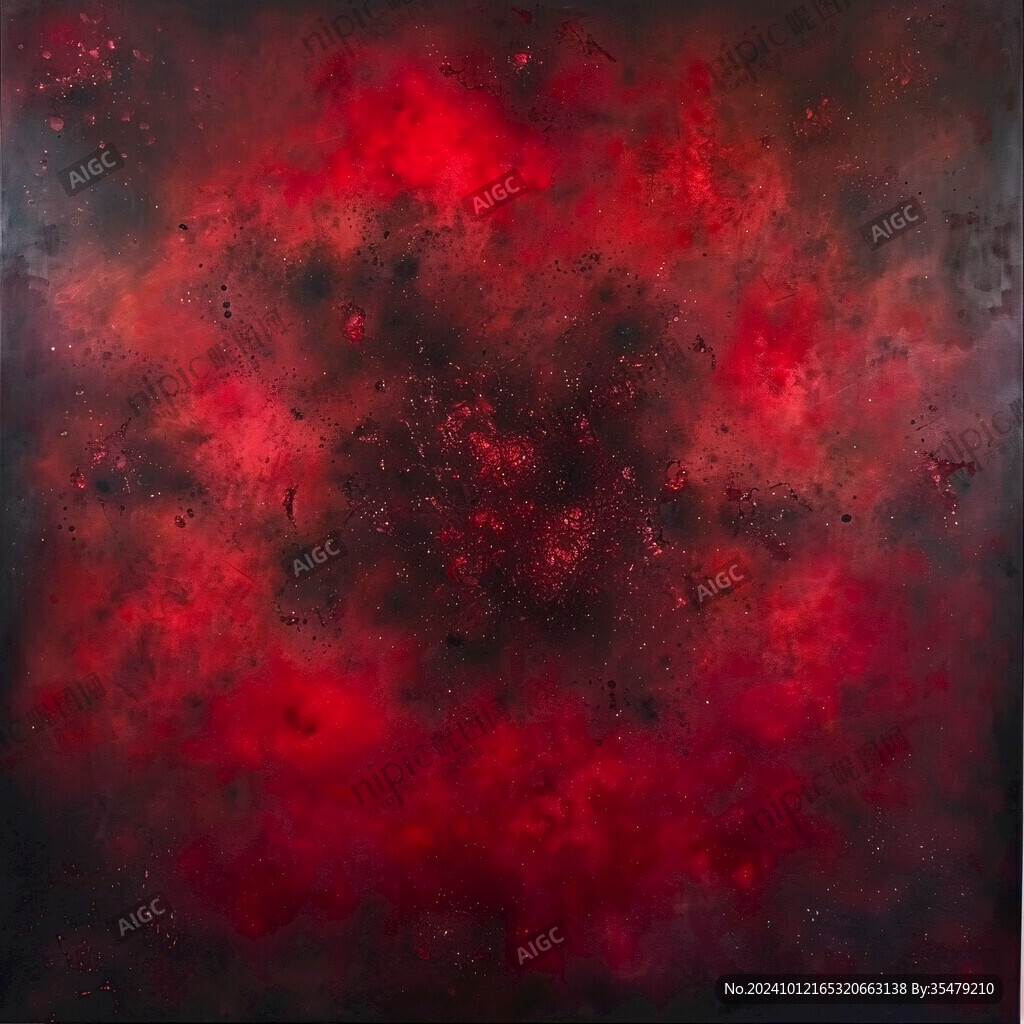 红色梦幻星空抽象画