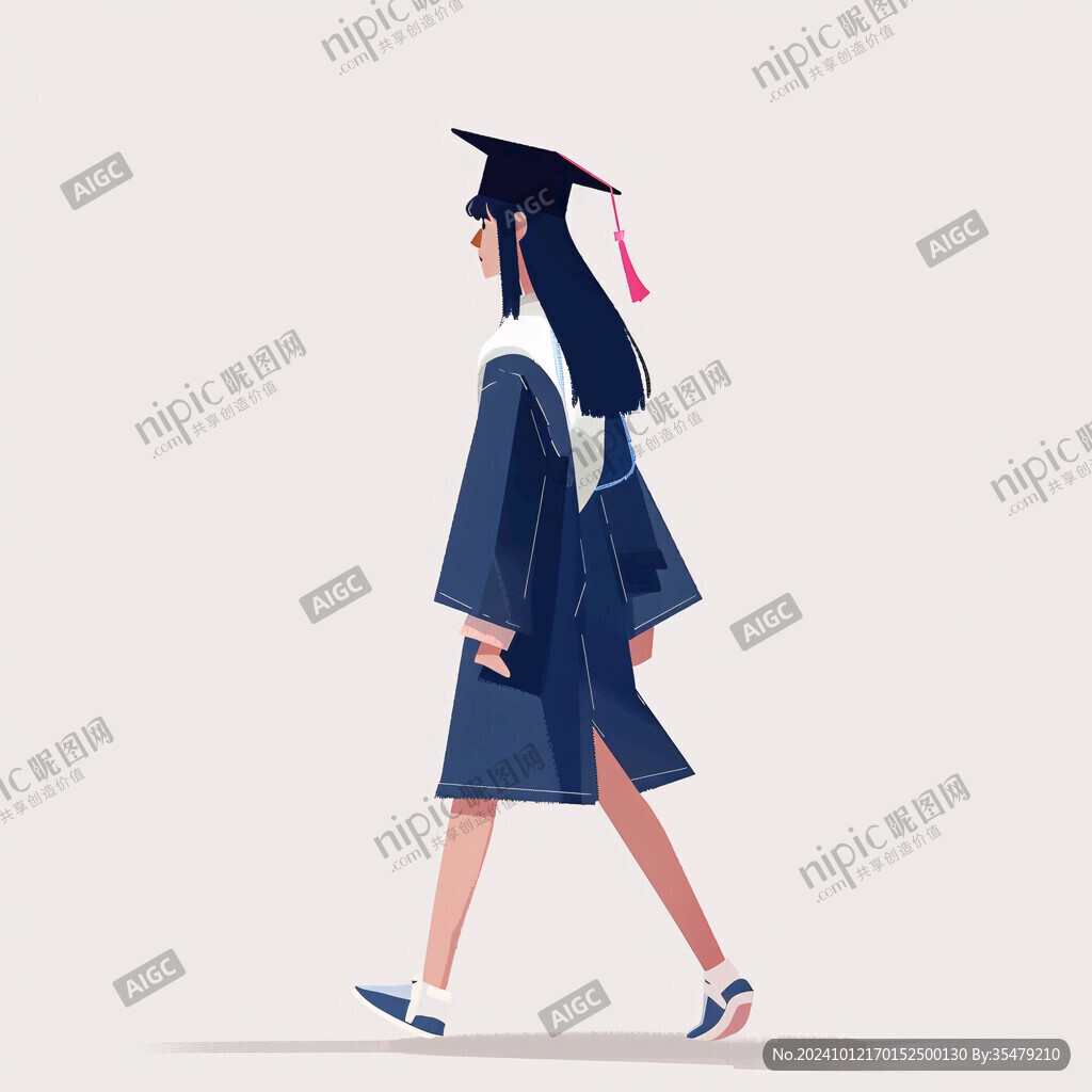 毕业生女博士插画
