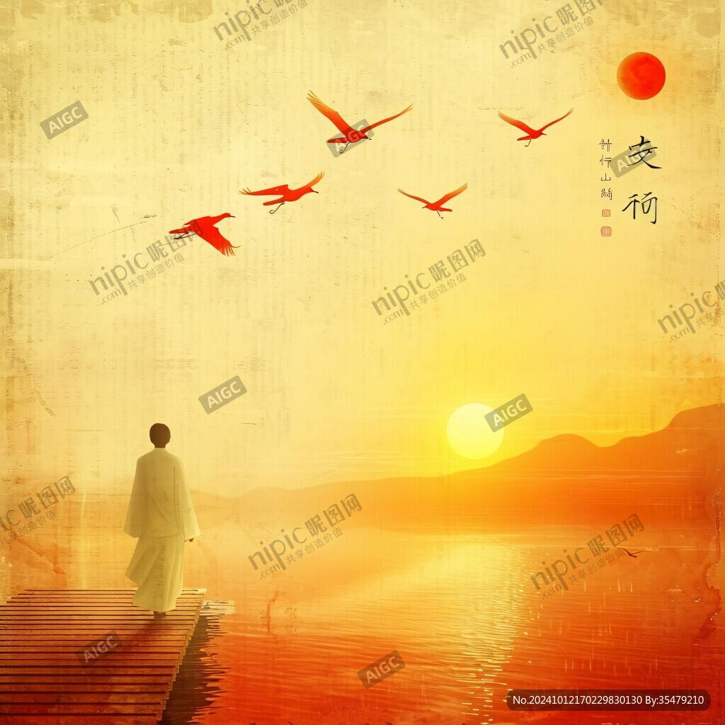 日出东方元素中式挂画