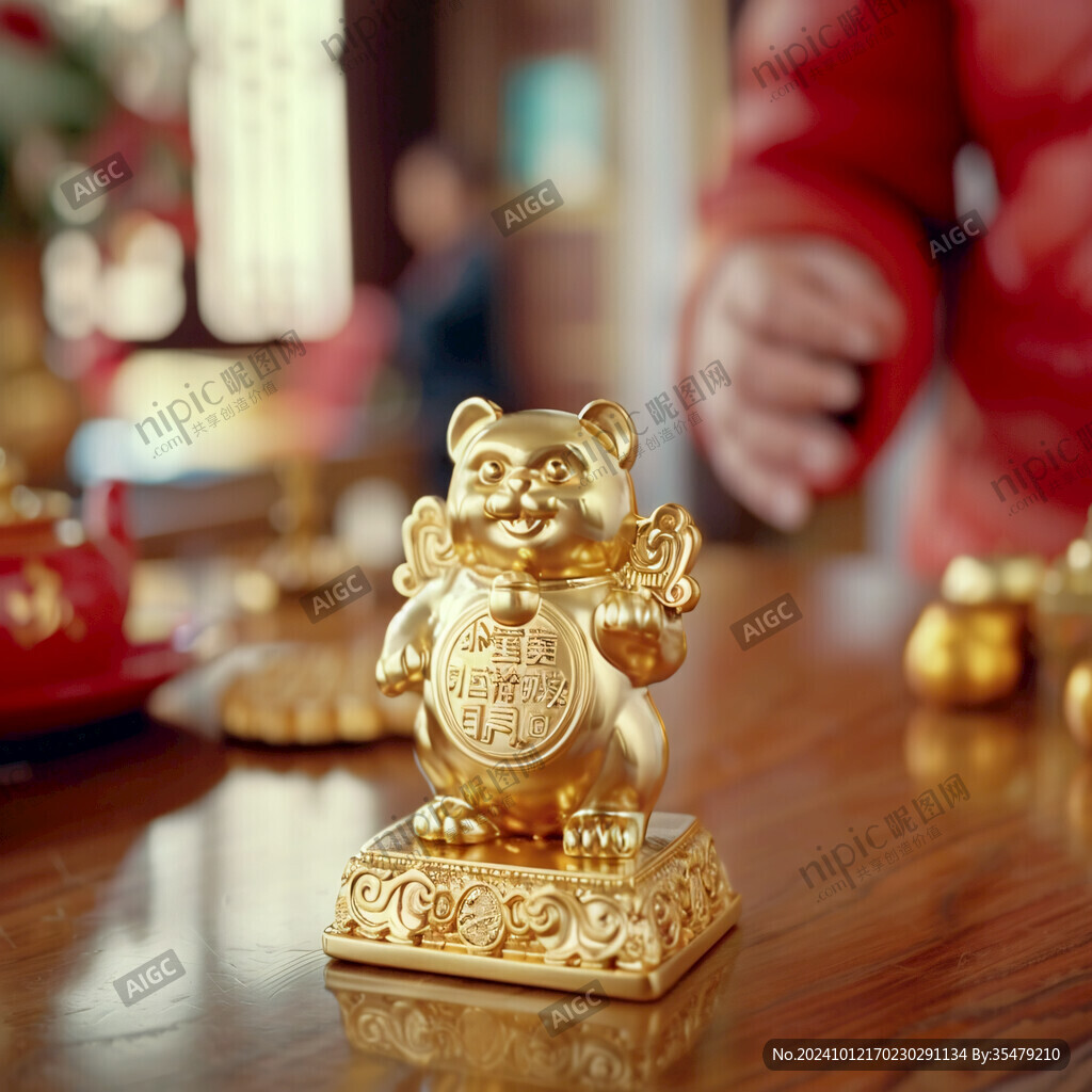 金鼠纳财生肖小摆件