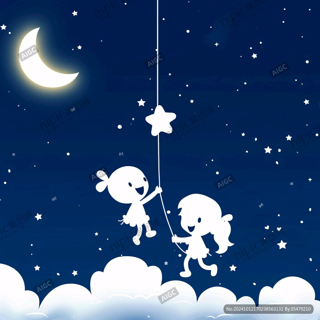 星空卡通月亮天空