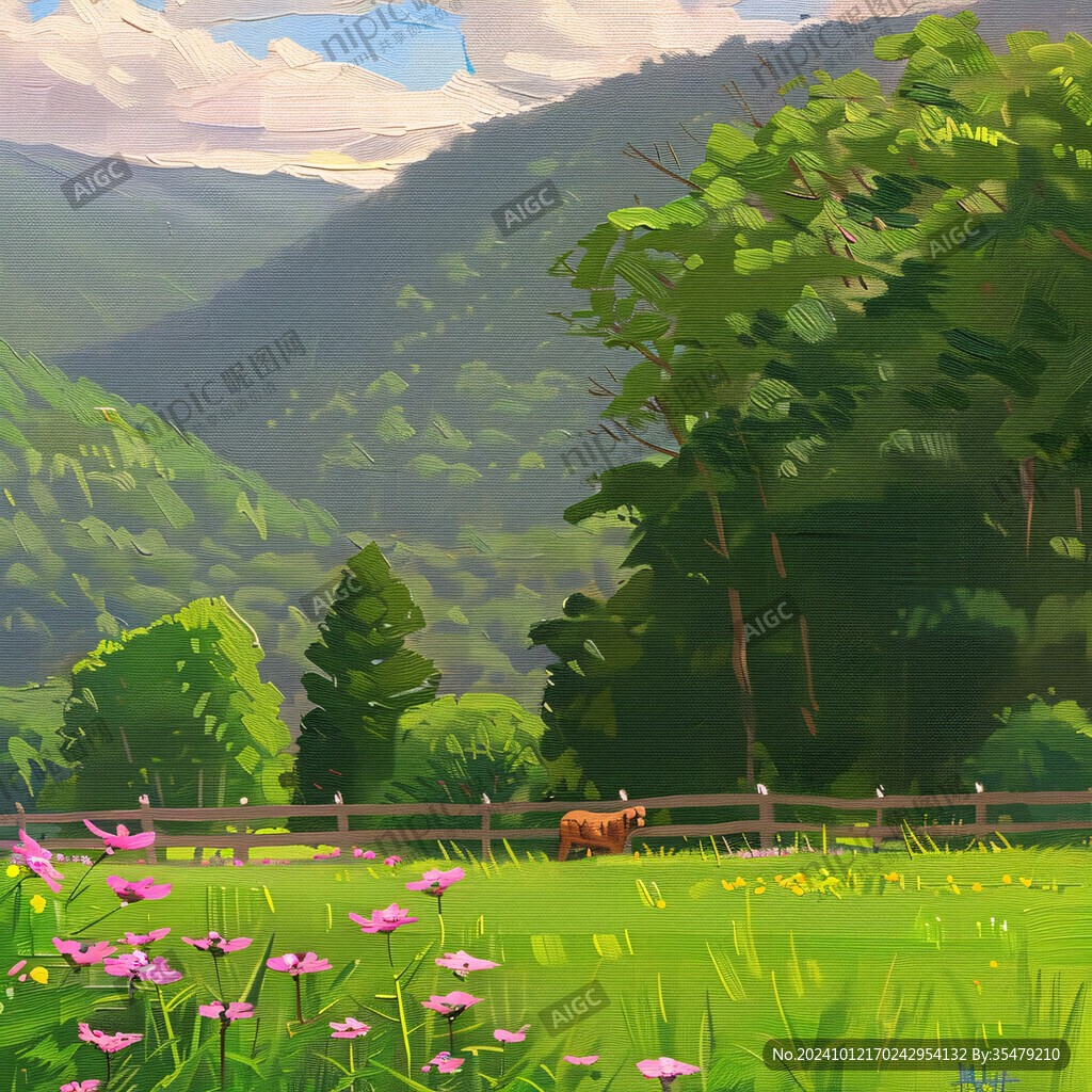 草地场景插画