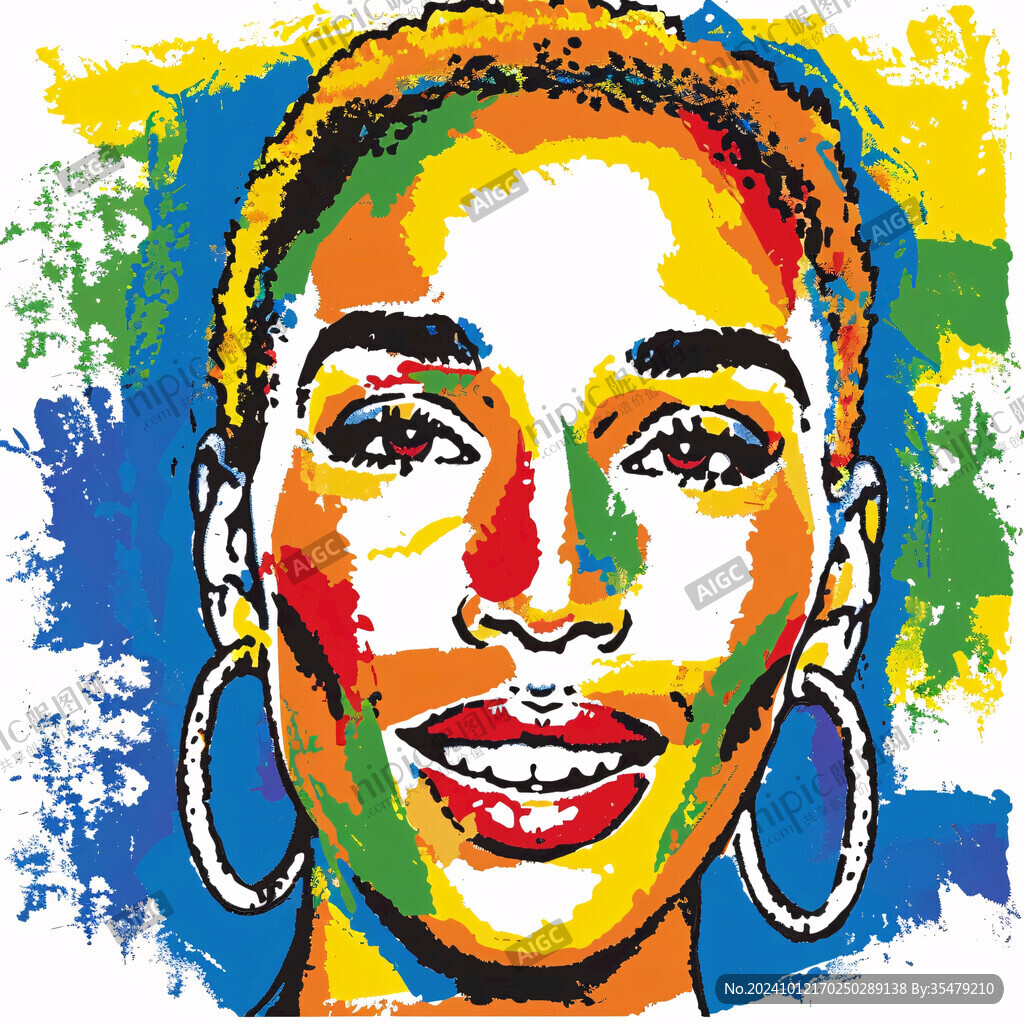 人脸色块拼接装饰画