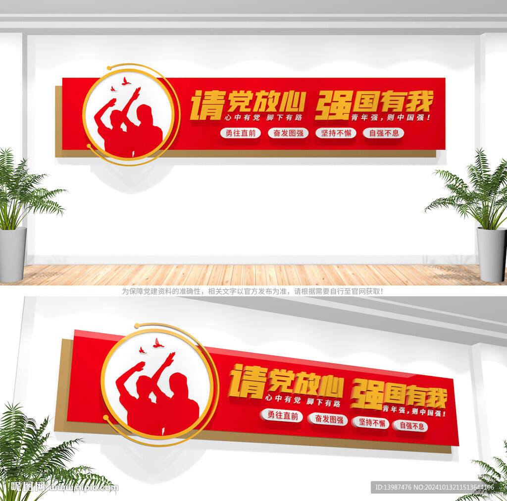 请党放心强国有我校园党建文化墙