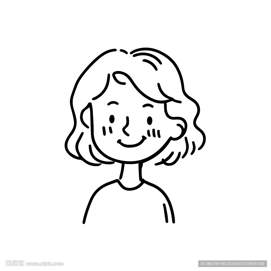 极简线条手绘女生头像