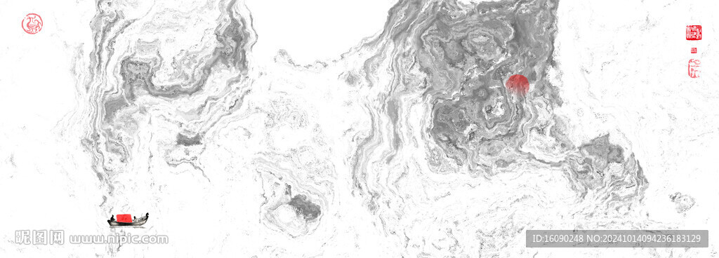 黑白水墨画