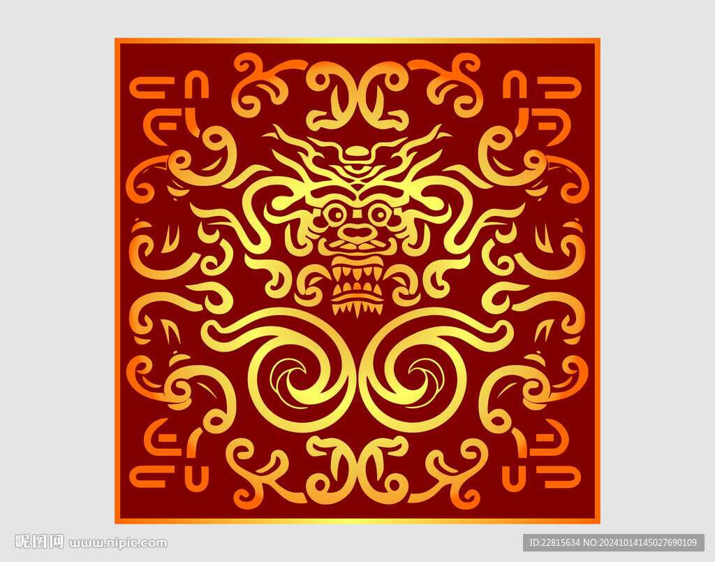 矢量烫金色龙纹