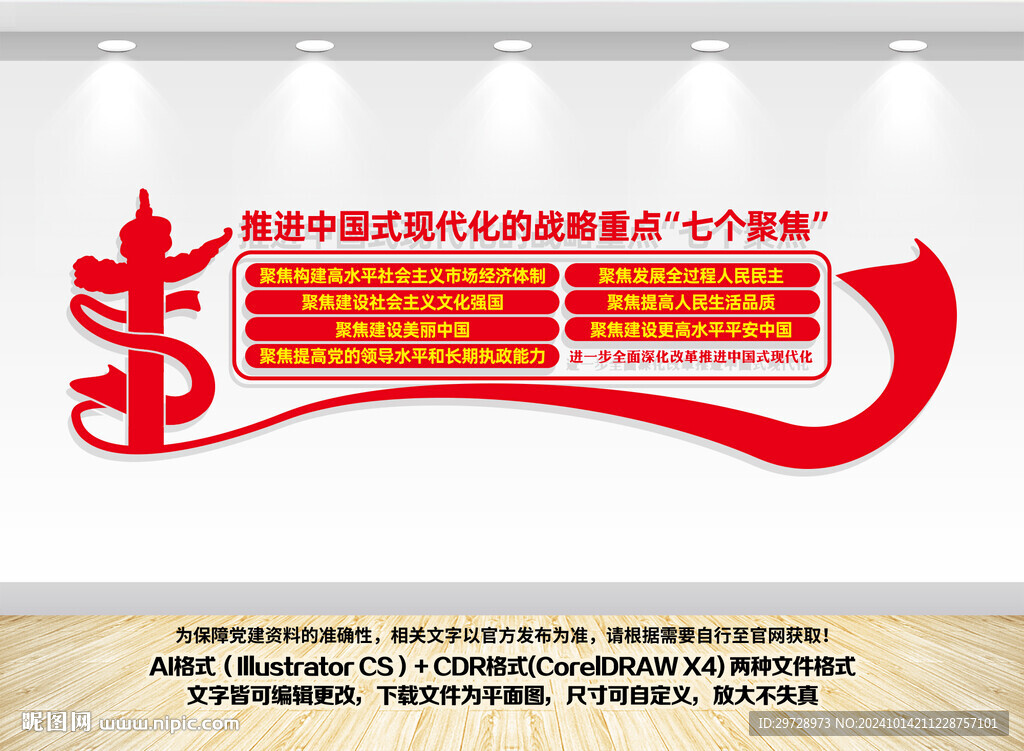 七个聚焦党建文化墙
