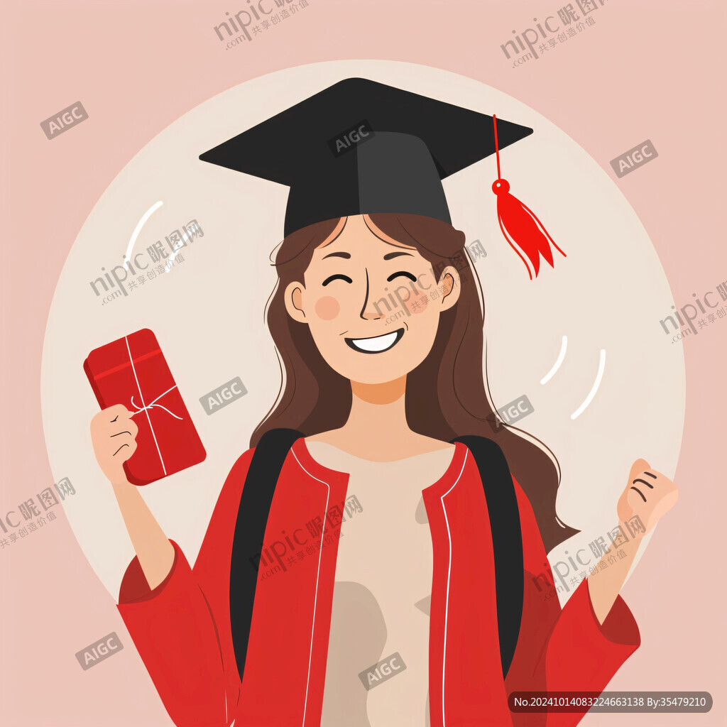 毕业生女博士插画