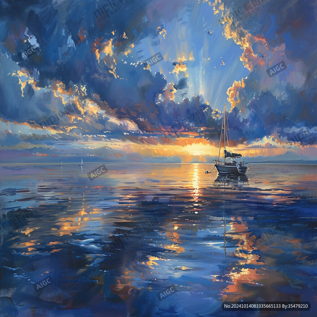 海上风光油画