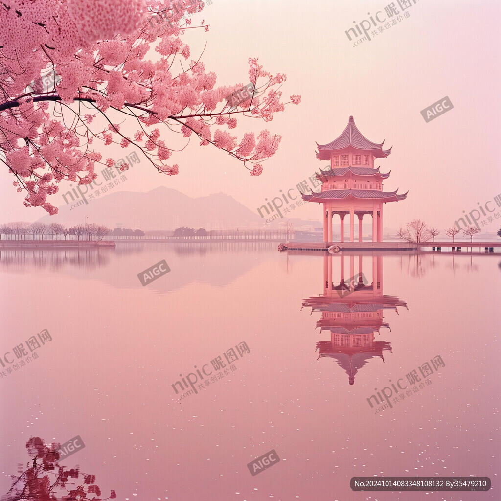 湖心亭插画