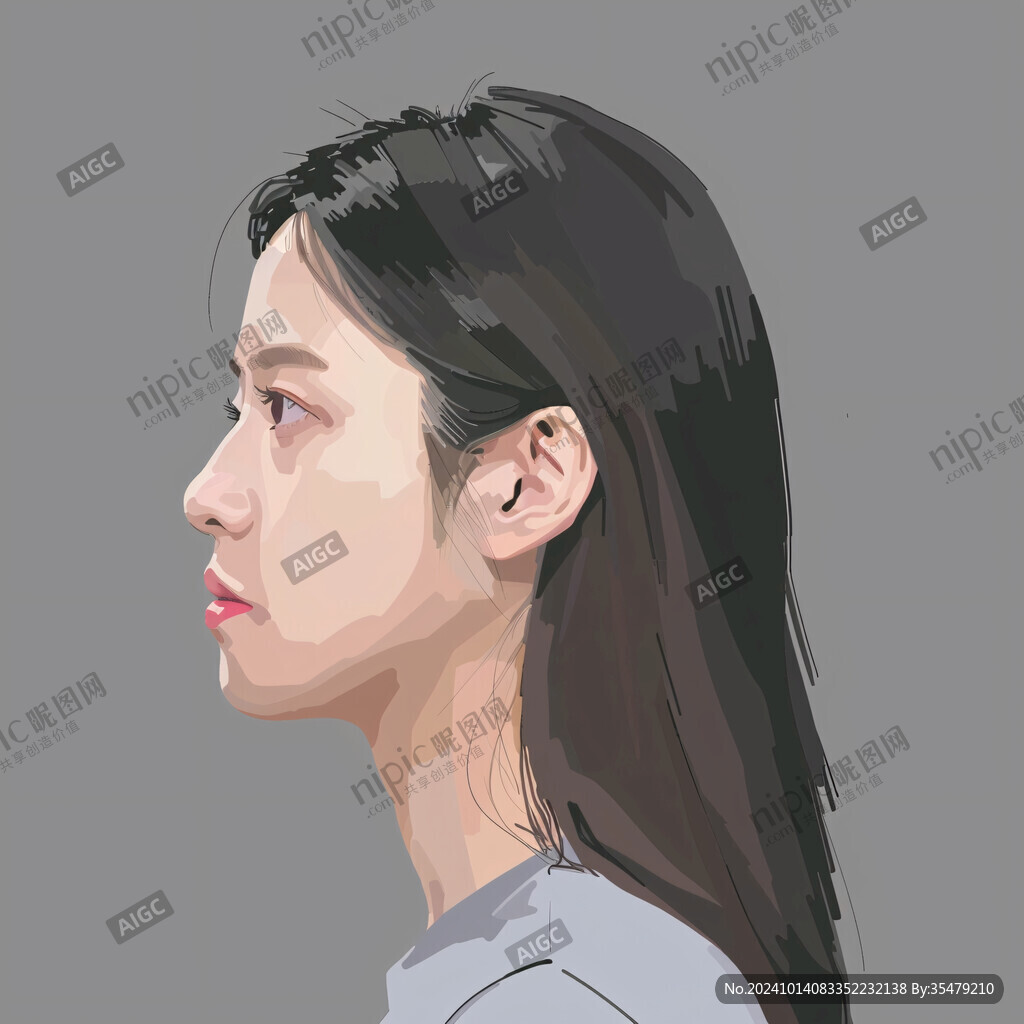 手绘女性侧脸
