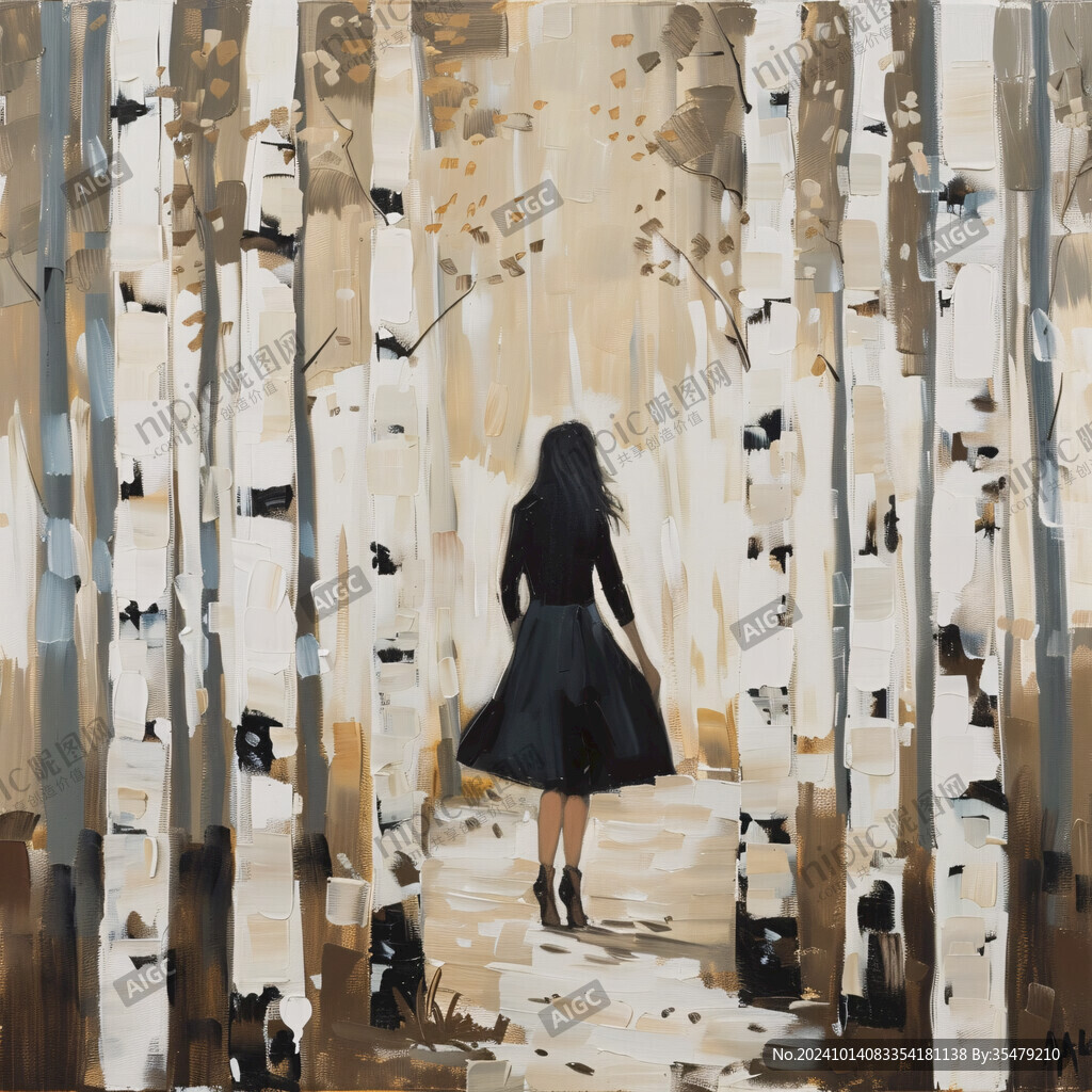银杏树下的女子