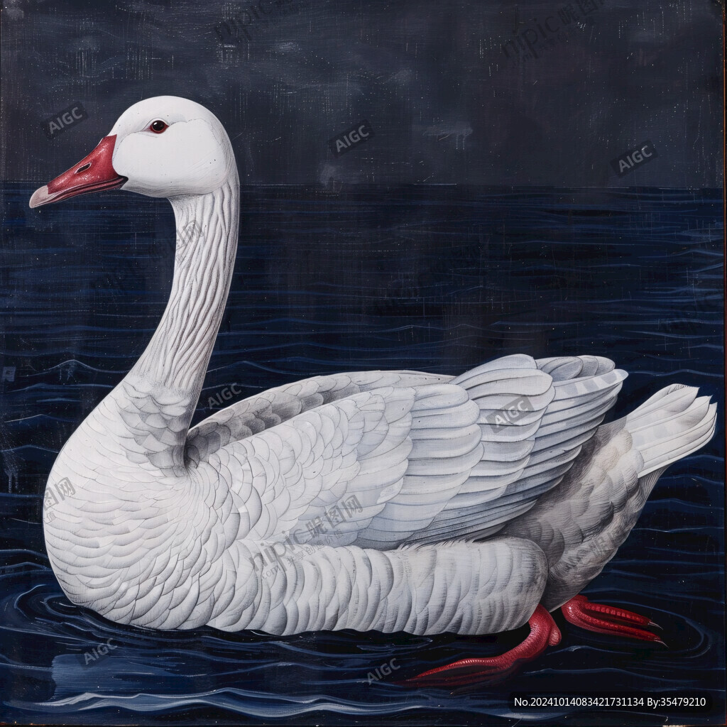 白天鹅禽鸟类油画