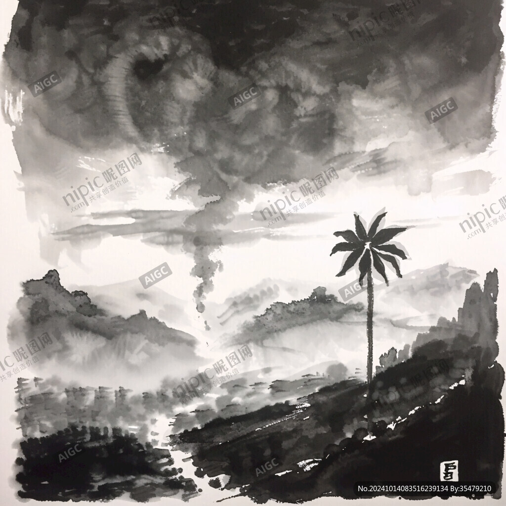 菲律宾水墨水彩海报