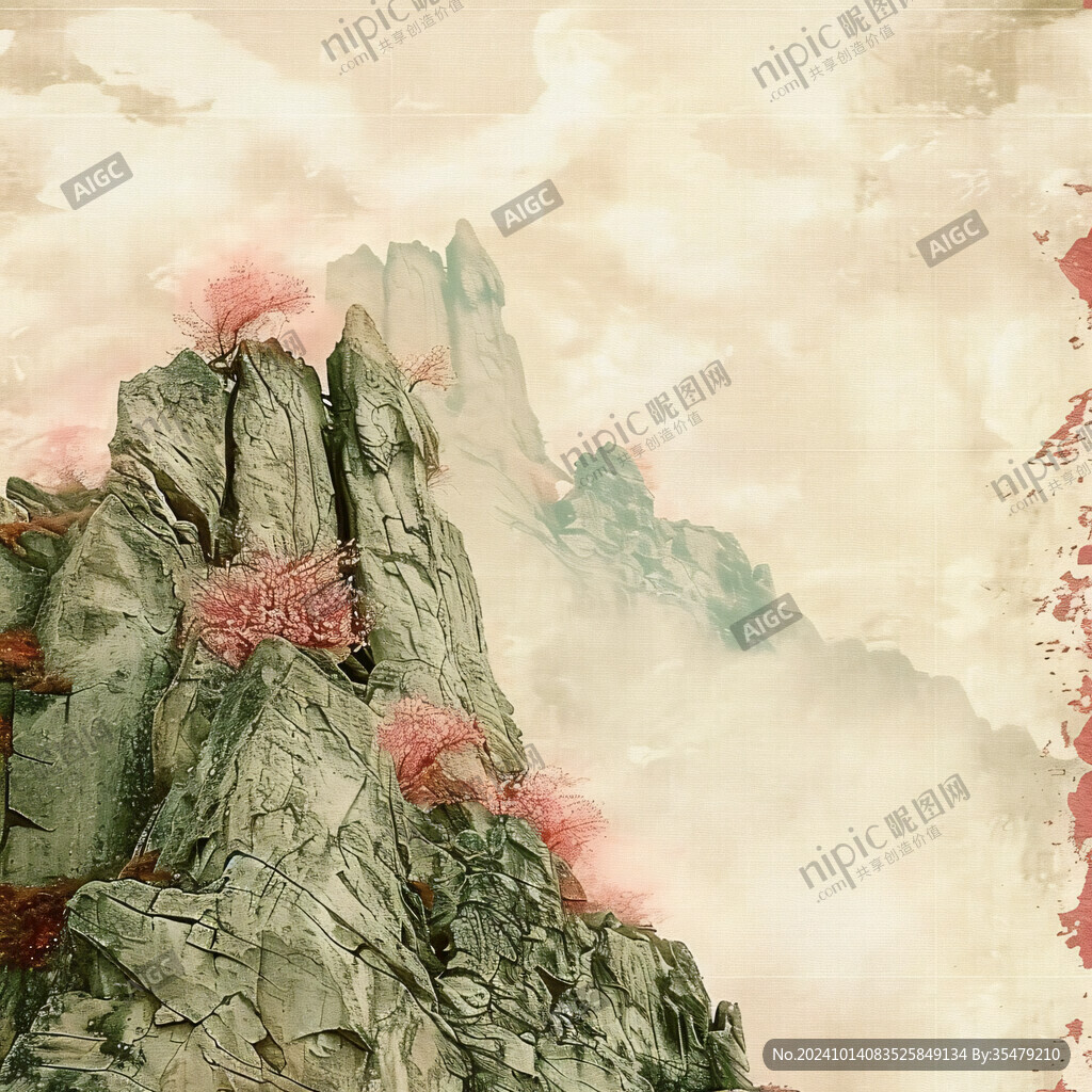 飞来石中国风山水意境