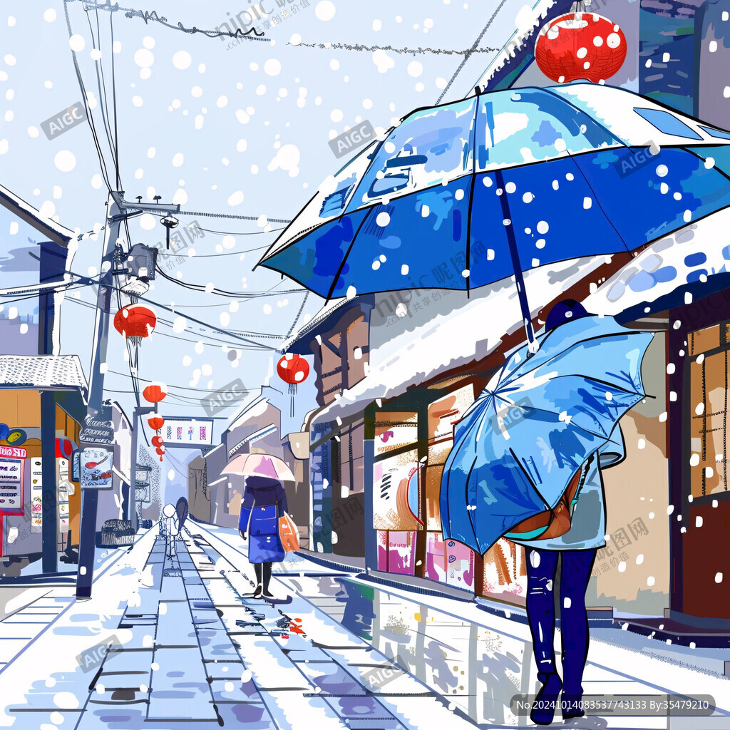 冬天下雨街道