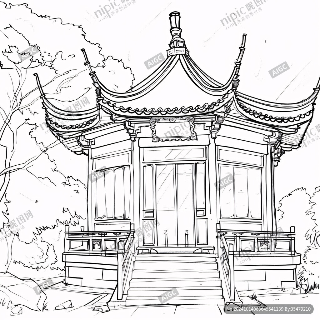亭子线稿