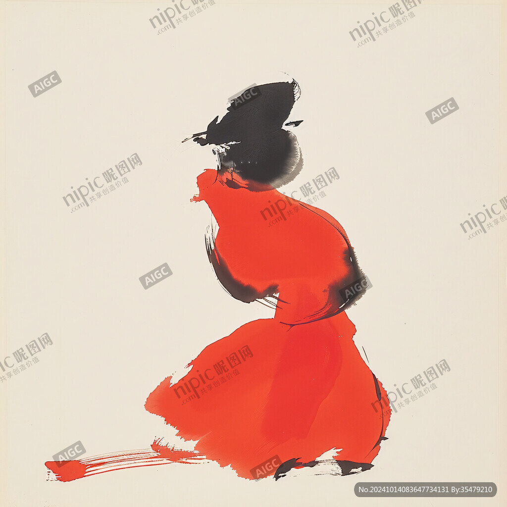 人物插画抽象画水墨画
