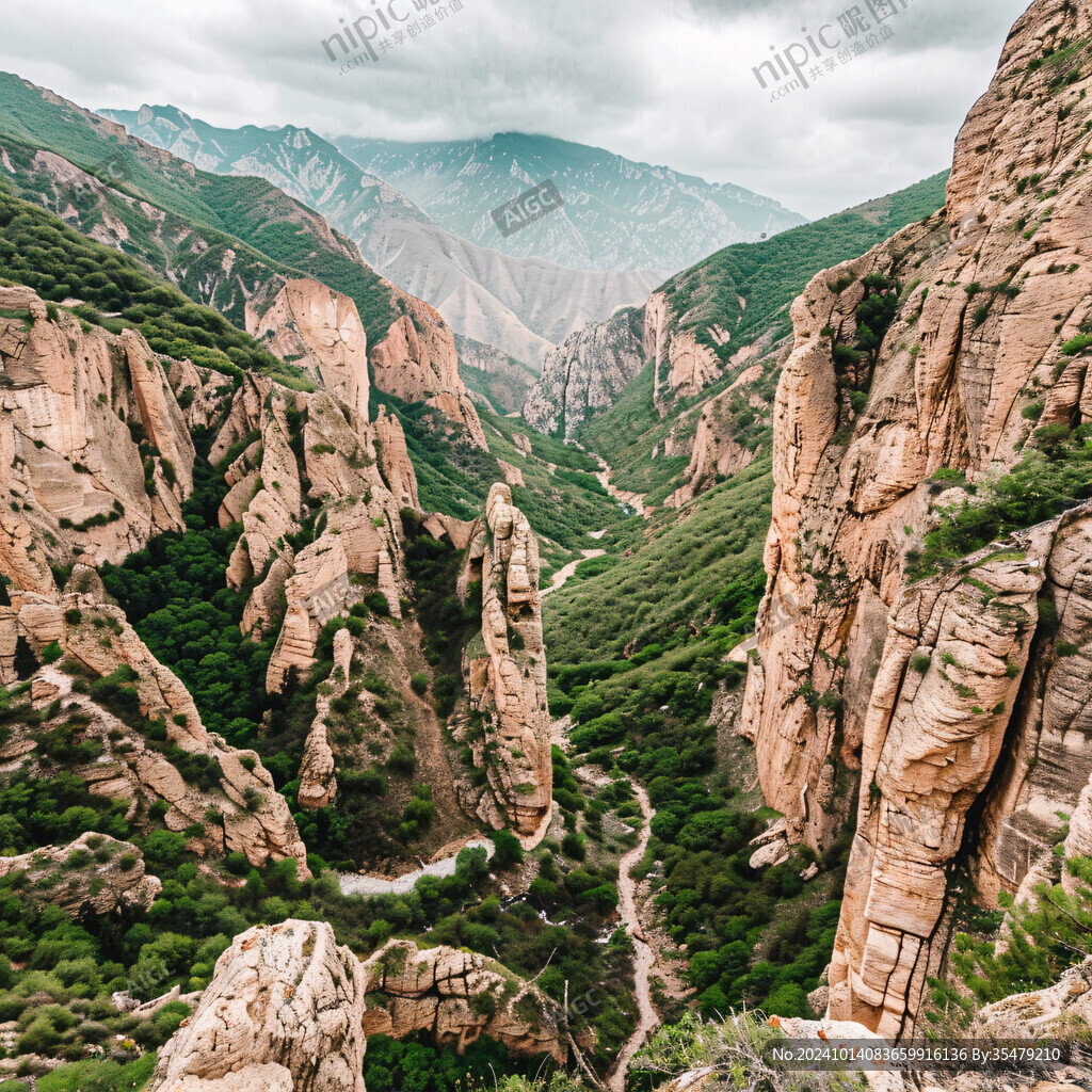 峡谷景区山峰石崖