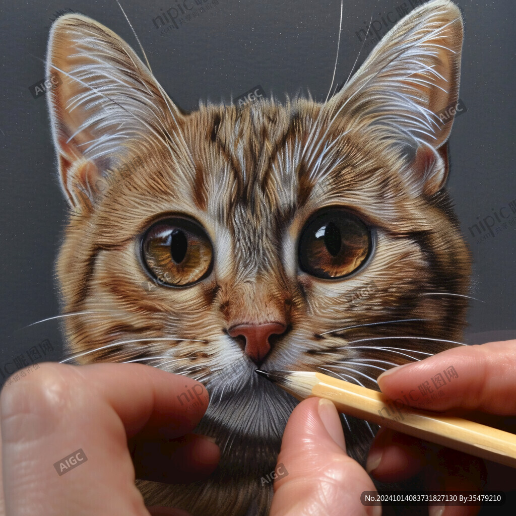 手绘大眼萌猫咪装饰画