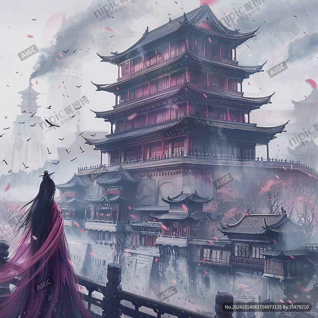 烟雨楼插画