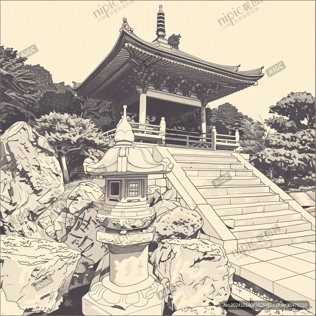 爱晚亭线稿
