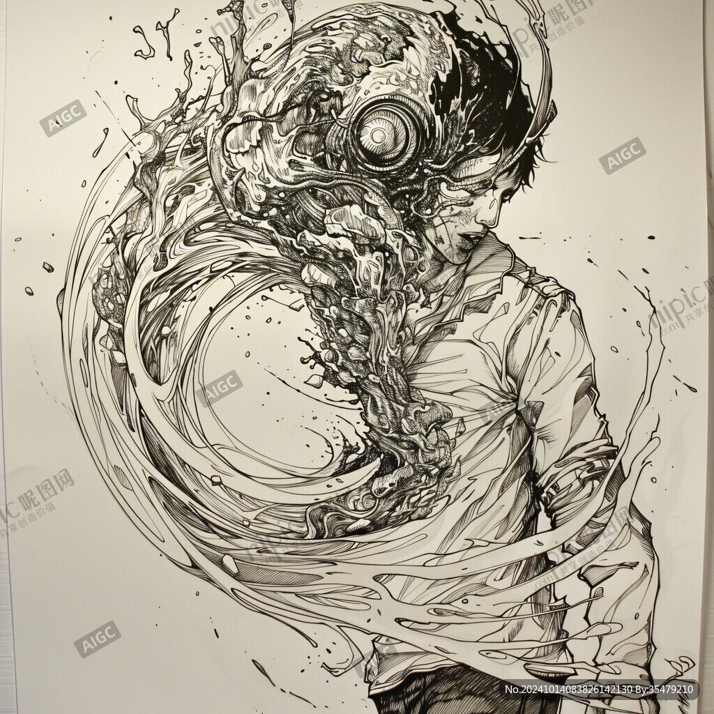 扭曲人像插画