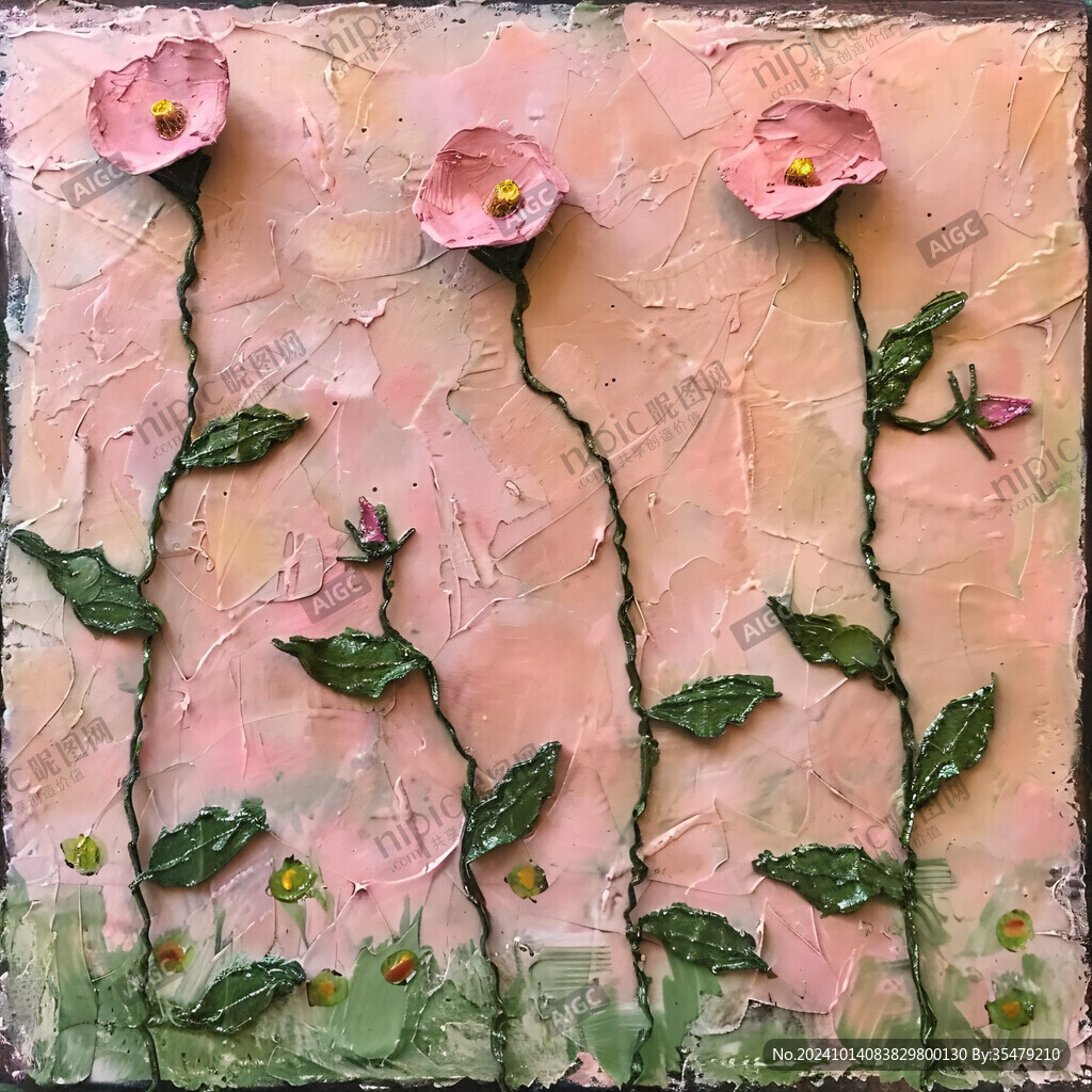 花瓣插画浮雕
