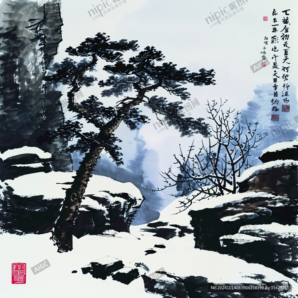 松石雪景图