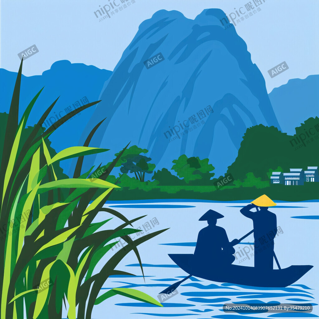 亭子山路樵夫渔夫渔船