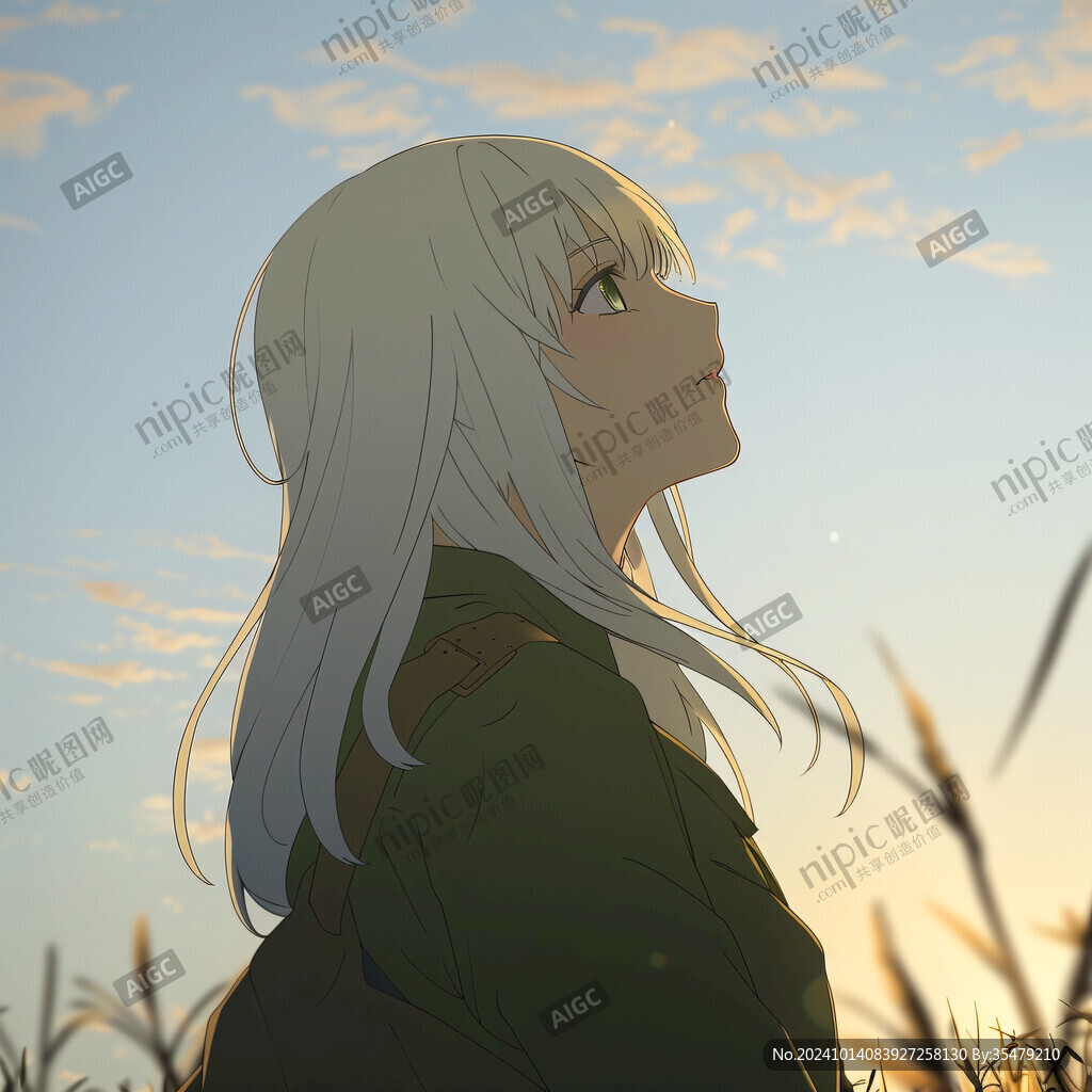 插画夕阳下