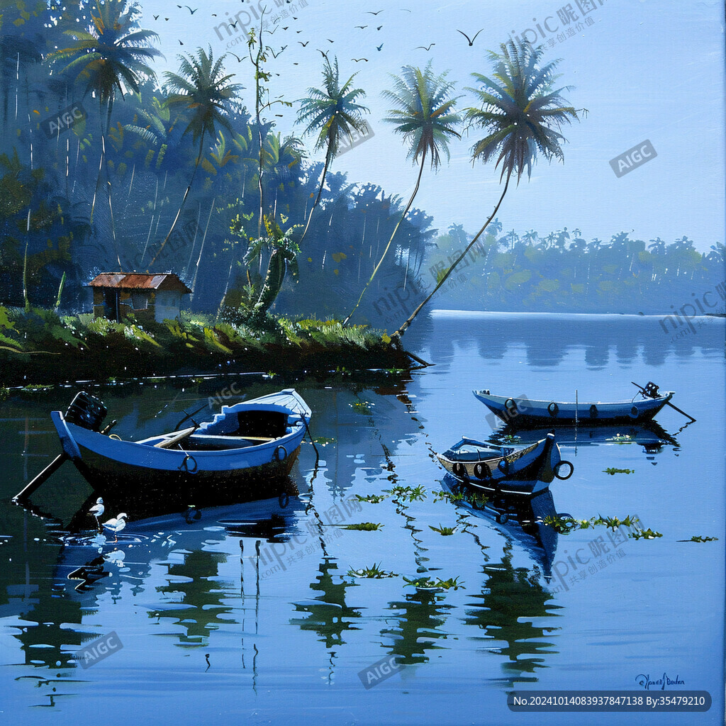 风景画渔船