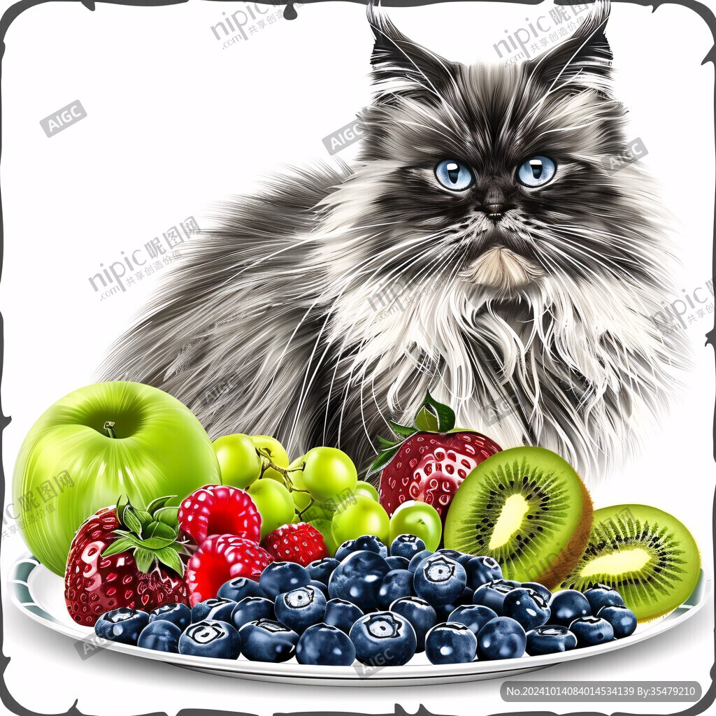 猫吃水果可爱猫咪