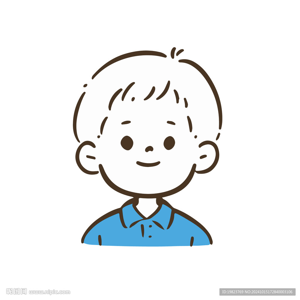 简约蓝色手绘涂鸦男孩头像