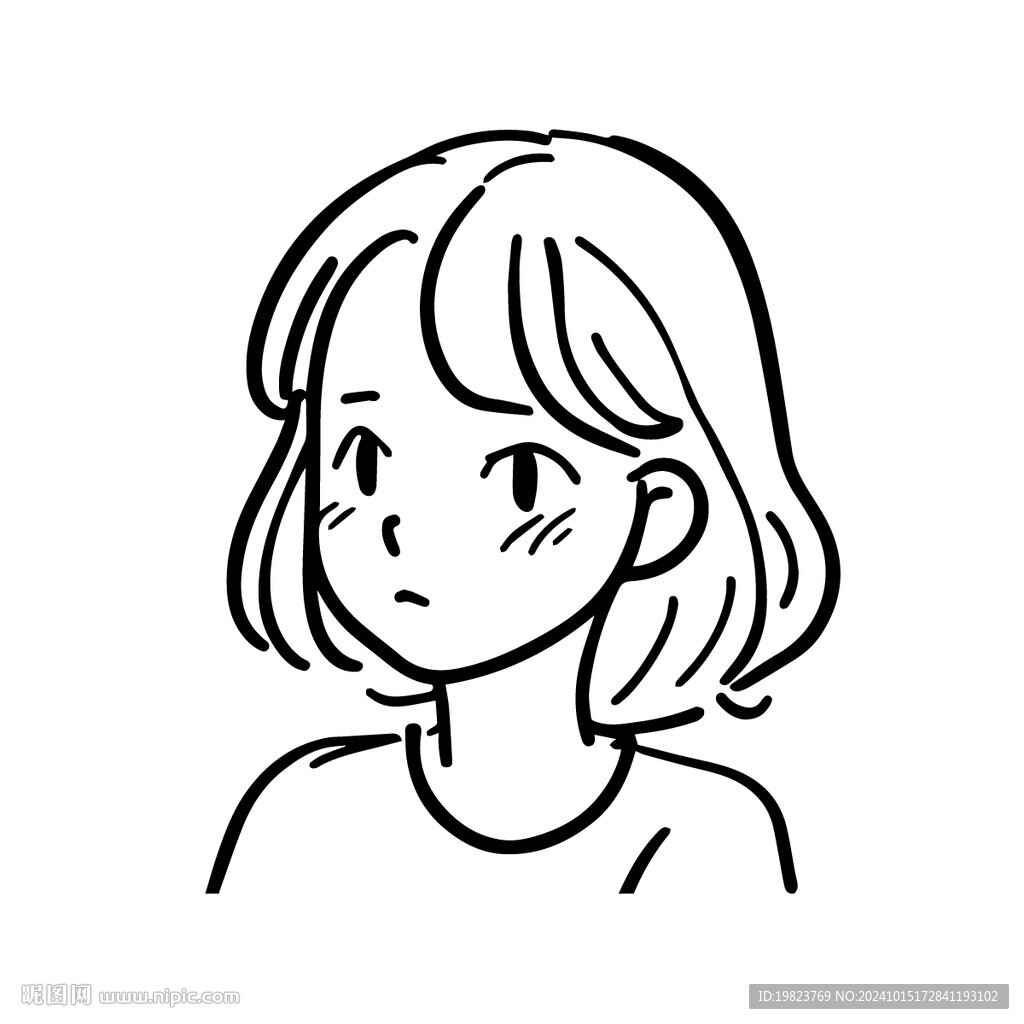 简约线条短发女生头像