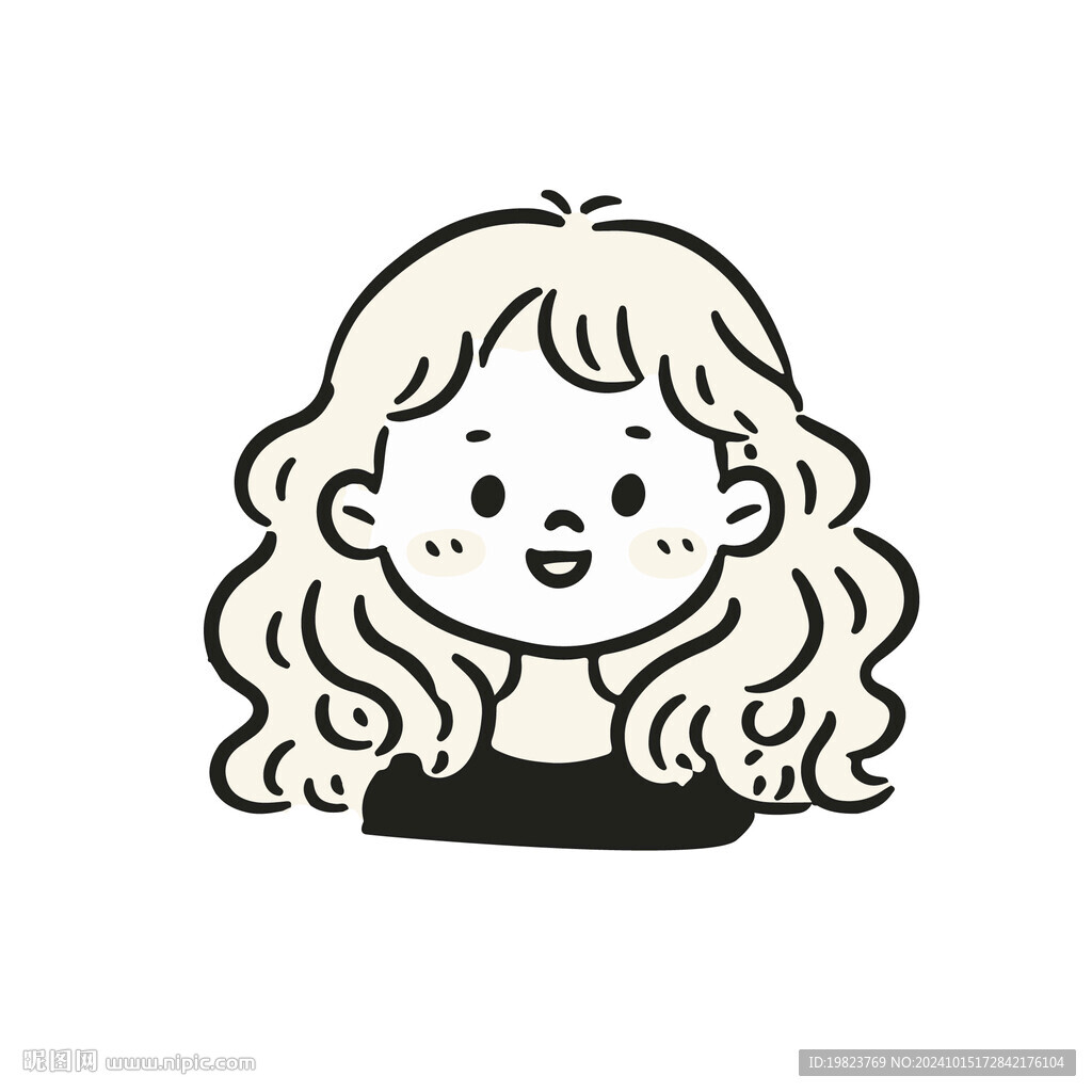 简约手绘涂鸦开心女孩头像