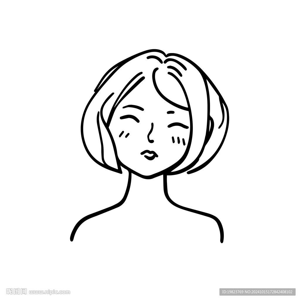 极简线条涂鸦女性头像