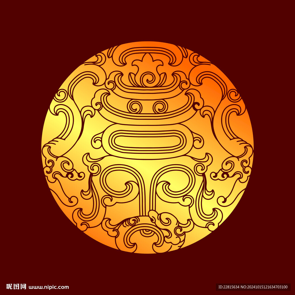 矢量烫金色拐子龙纹