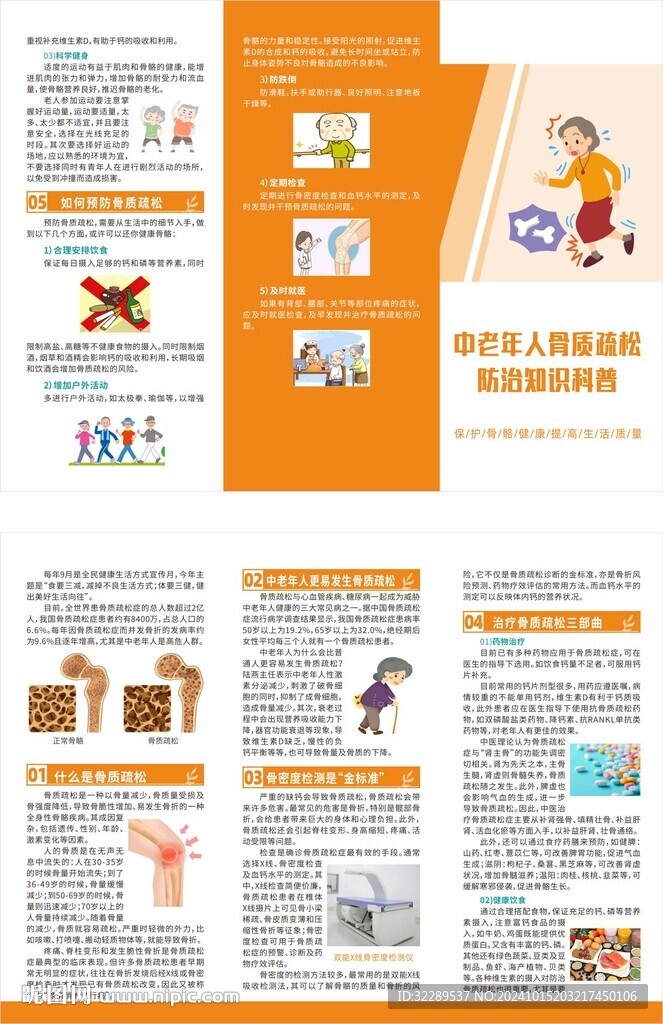 中老年人骨质疏松防治知识三折页