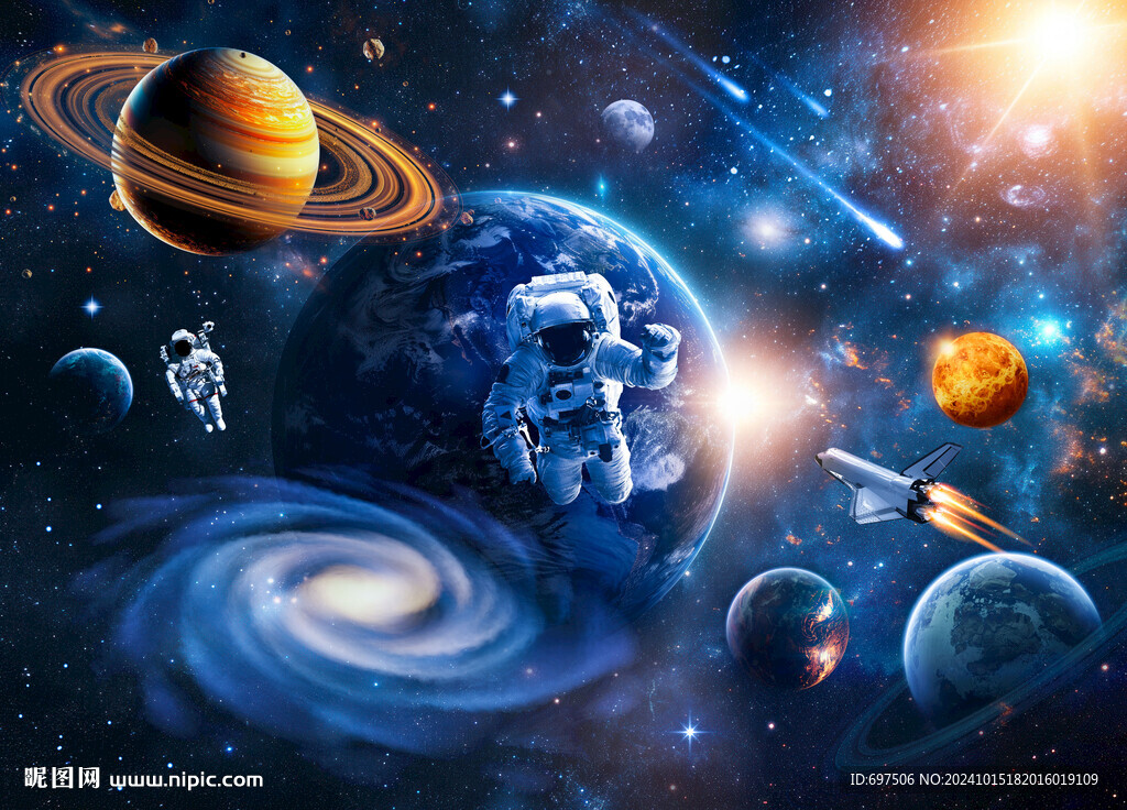 外太空宇航员星球银河宇宙背景墙