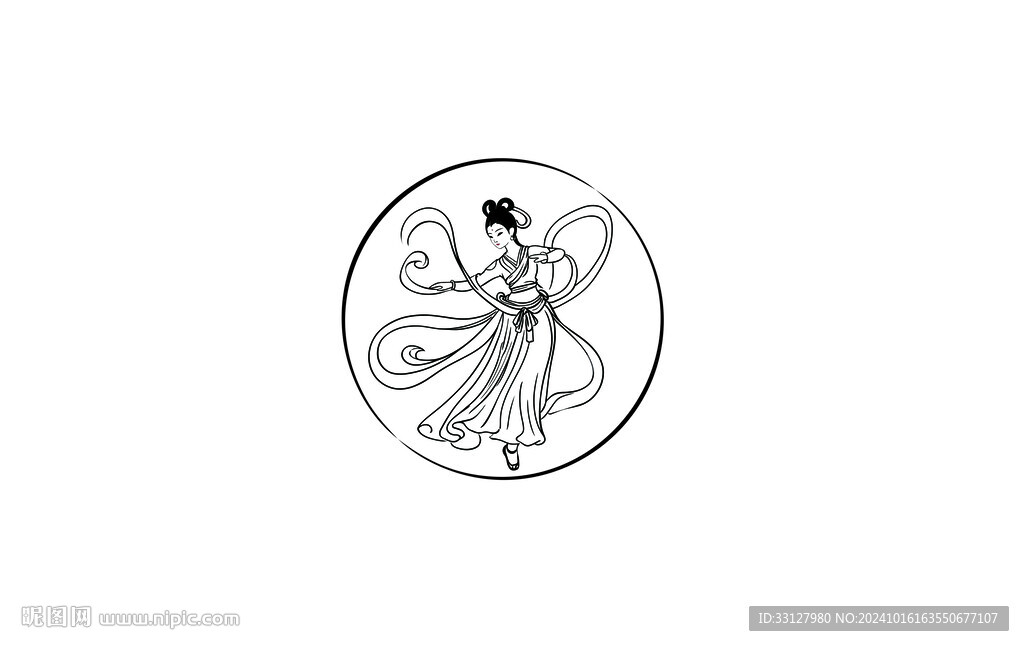 敦煌风仙女矢量手绘图案