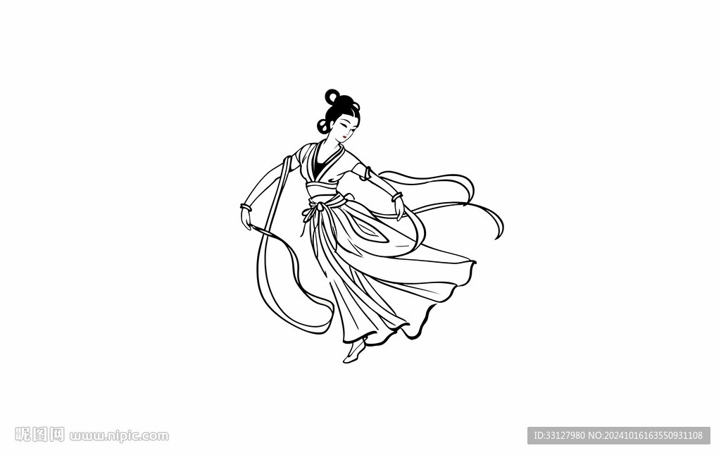 敦煌风仙女矢量手绘图案
