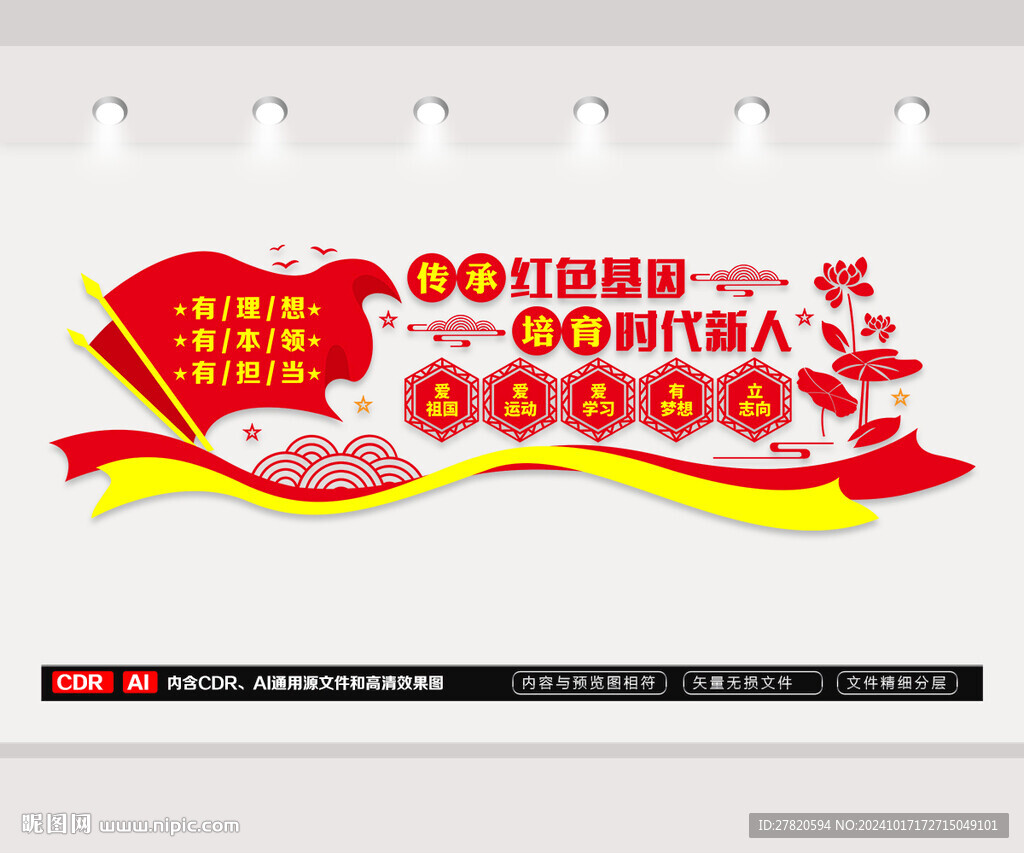 传承红色基因文化墙